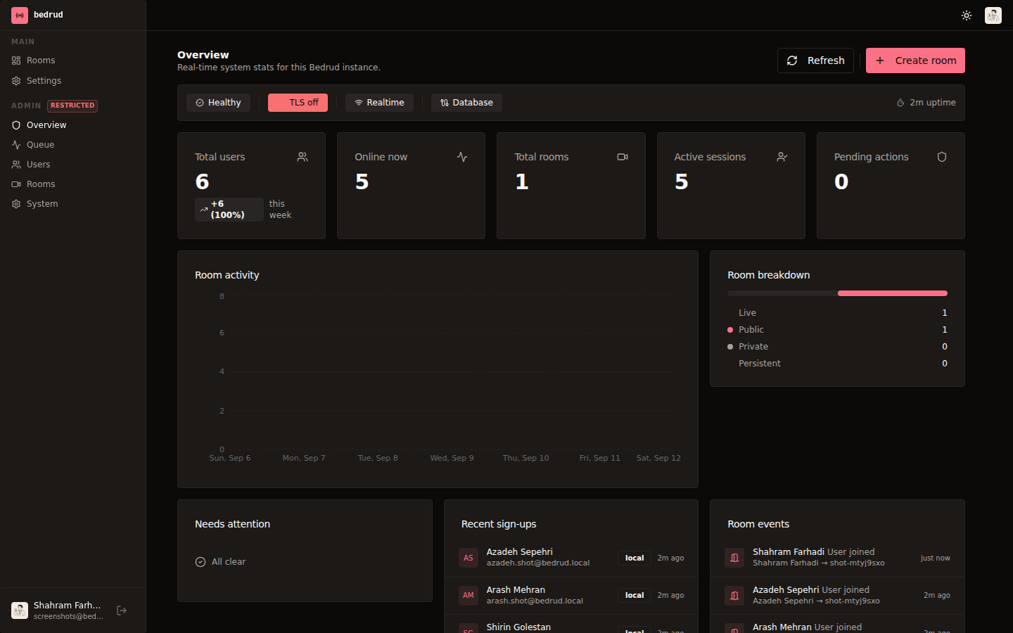 Admin settings